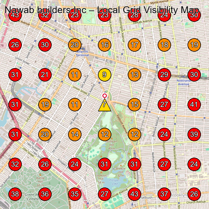 Nawab builders Inc GeoGrid visibility map for General Contractor in Brooklyn